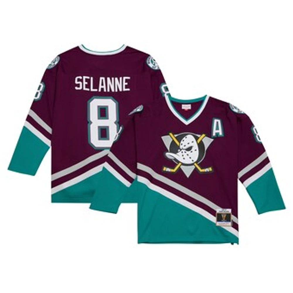 Men's Mitchell & Ness Teemu Selanne Purple Anaheim Ducks  1996/97 Blue Line Player Jersey