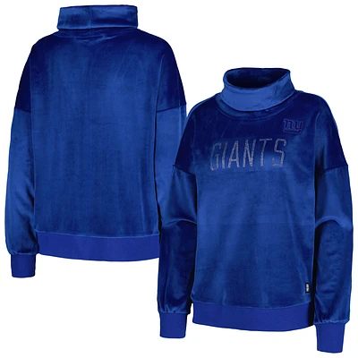 Women's DKNY Sport  Royal New York Giants Deliliah Rhinestone Funnel Neck Pullover Sweatshirt