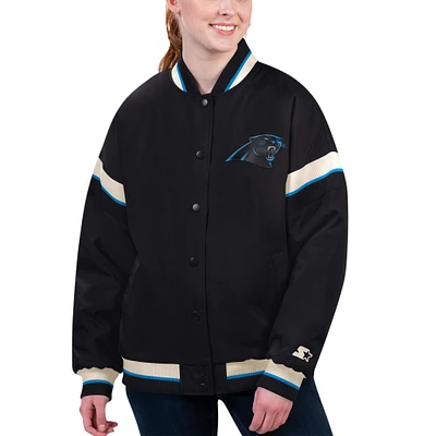 Women's Starter Black Carolina Panthers Tournament Full-Snap Varsity Jacket