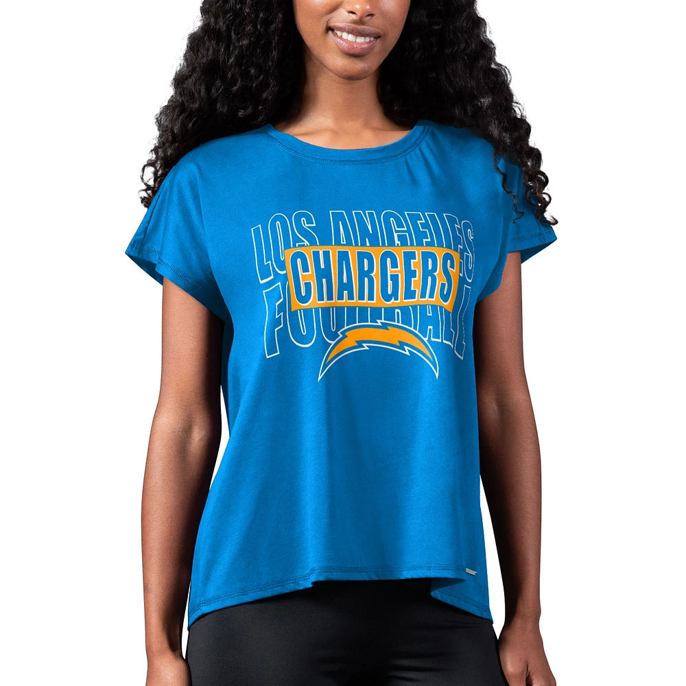 Women's MSX by Michael Strahan Light Blue Los Angeles Chargers Abigail Back Slit T-Shirt