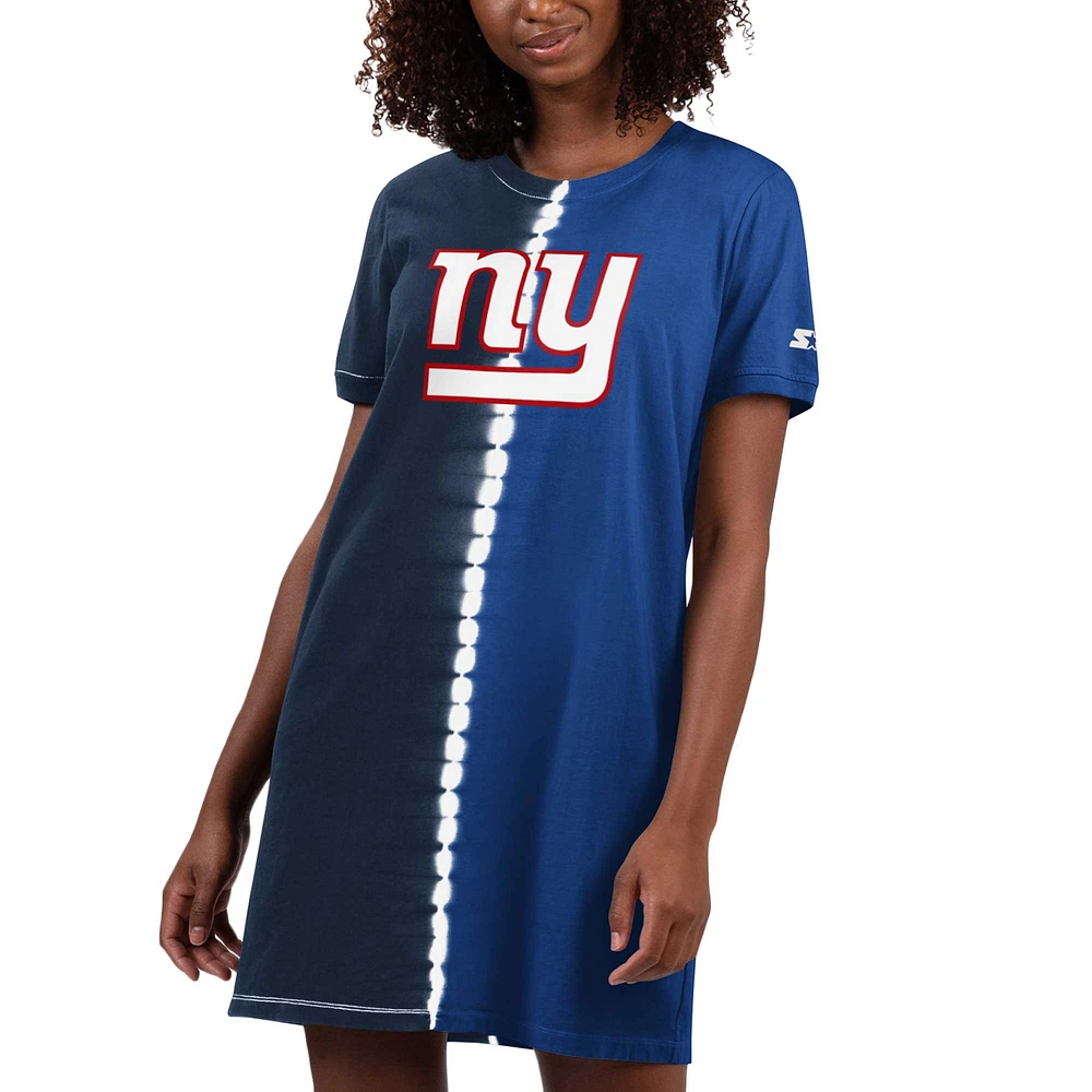 Women's Starter Navy New York Giants Ace Tie-Dye T-Shirt Dress