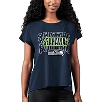 Women's MSX by Michael Strahan Navy Seattle Seahawks Abigail Back Slit T-Shirt