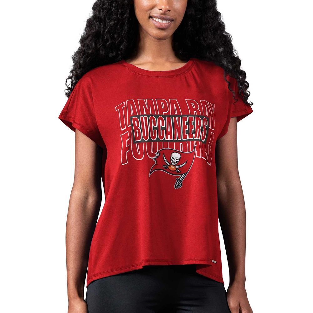 Women's MSX by Michael Strahan Red Tampa Bay Buccaneers Abigail Back Slit T-Shirt