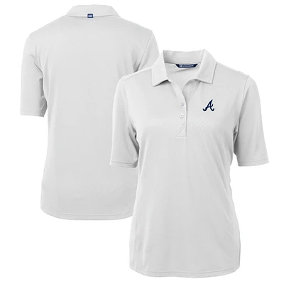 Women's Cutter & Buck  White Atlanta Braves DryTec Virtue Eco Pique Recycled Polo