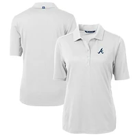Women's Cutter & Buck  White Atlanta Braves DryTec Virtue Eco Pique Recycled Polo