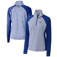 Women's Cutter & Buck  Royal Chicago Cubs DryTec Forge Tonal Stripe Half-Zip Top