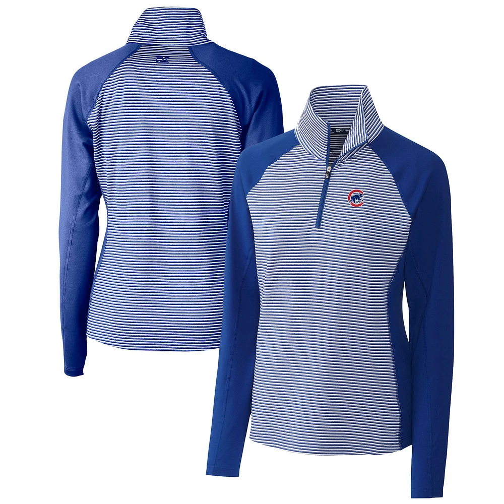 Women's Cutter & Buck Royal Chicago Cubs DryTec Forge Tonal Stripe Half-Zip Top