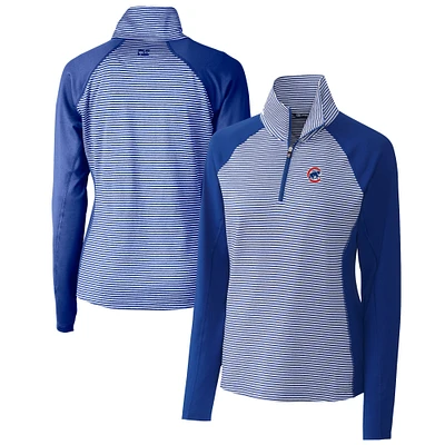 Women's Cutter & Buck  Royal Chicago Cubs DryTec Forge Tonal Stripe Half-Zip Top