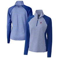 Women's Cutter & Buck  Royal Chicago Cubs DryTec Forge Tonal Stripe Half-Zip Top