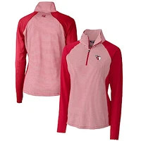 Women's Cutter & Buck  Red Cleveland Guardians DryTec Forge Tonal Stripe Half-Zip Top