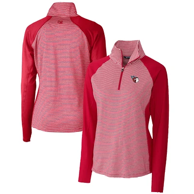 Women's Cutter & Buck  Red Cleveland Guardians DryTec Forge Tonal Stripe Half-Zip Top