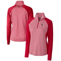 Women's Cutter & Buck  Red Cleveland Guardians DryTec Forge Tonal Stripe Half-Zip Top