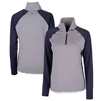 Women's Cutter & Buck  Navy Washington Nationals DryTec Forge Tonal Stripe Half-Zip Top
