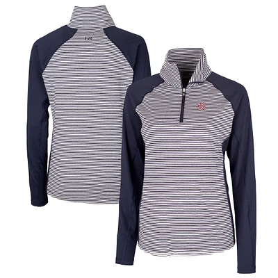 Women's Cutter & Buck  Navy Washington Nationals DryTec Forge Tonal Stripe Half-Zip Top