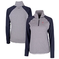 Women's Cutter & Buck  Navy Washington Nationals DryTec Forge Tonal Stripe Half-Zip Top