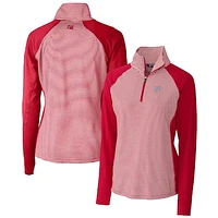 Women's Cutter & Buck  Red Washington Nationals DryTec Forge Tonal Stripe Half-Zip Top
