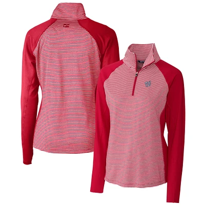 Women's Cutter & Buck  Red Washington Nationals DryTec Forge Tonal Stripe Half-Zip Top