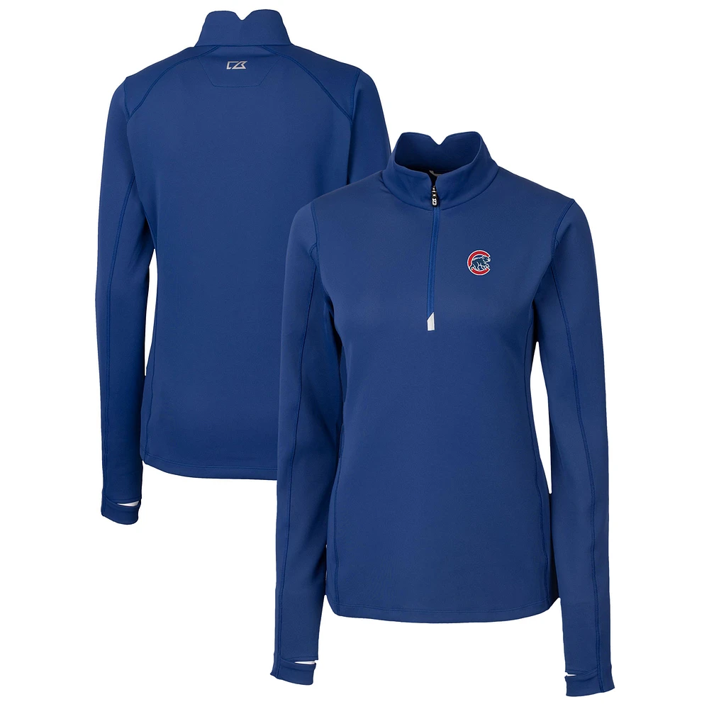 Women's Cutter & Buck Royal Chicago Cubs DryTec Traverse Stretch Quarter-Zip Pullover Top