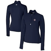 Women's Cutter & Buck  Navy Chicago Cubs DryTec Traverse Stretch Quarter-Zip Pullover Top