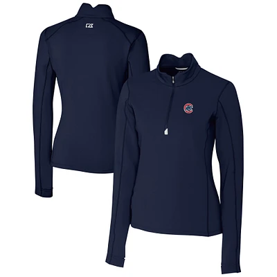 Women's Cutter & Buck  Navy Chicago Cubs DryTec Traverse Stretch Quarter-Zip Pullover Top