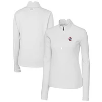 Women's Cutter & Buck  White Chicago Cubs DryTec Traverse Stretch Quarter-Zip Pullover Top
