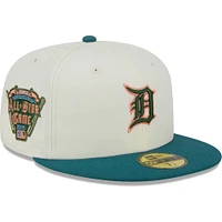 Men's New Era Cream Detroit Tigers Chrome Evergreen 59FIFTY Fitted Hat