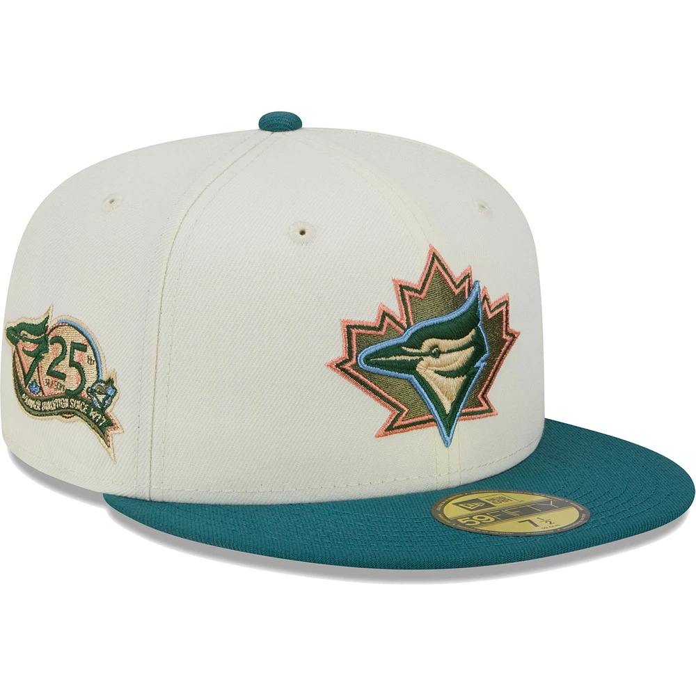 Men's New Era Cream Toronto Blue Jays Chrome Evergreen 59FIFTY Fitted Hat