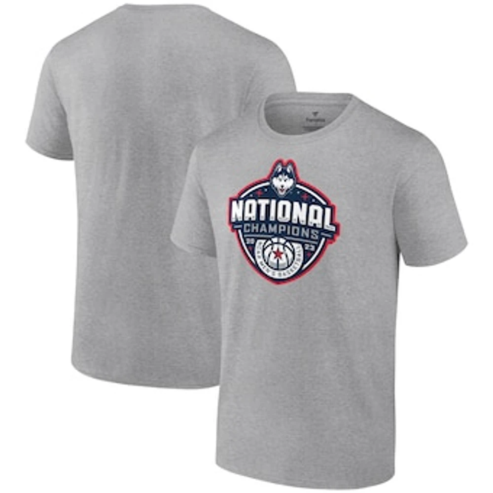 Fanatics  Gray UConn Huskies 2023 NCAA Men’s Basketball National Champions Logo T-Shirt