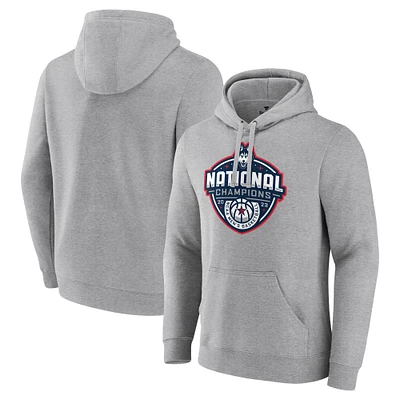 Fanatics  Gray UConn Huskies 2023 NCAA Men’s Basketball National Champions Logo Pullover Hoodie