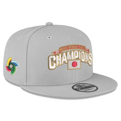 Men's New Era Gray Japan Baseball 2023 World Baseball Classic Champions 9FIFTY Snapback Adjustable Hat