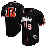 Men's Pro Standard Joe Burrow Cincinnati Bengals Mesh Baseball Button-Up T-Shirt