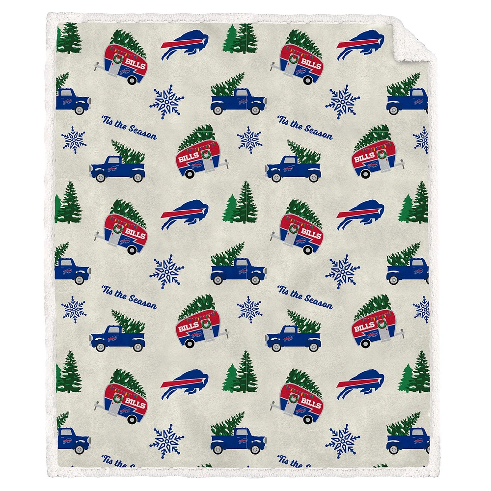 Pegasus Buffalo Bills Holiday Truck Repeat 50" x 60" Sherpa Flannel Fleece Blanket