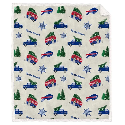 Pegasus Buffalo Bills Holiday Truck Repeat 50" x 60" Sherpa Flannel Fleece Blanket