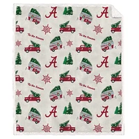 Pegasus Alabama Crimson Tide Holiday Truck Repeat 50" x 60" Sherpa Flannel Fleece Blanket