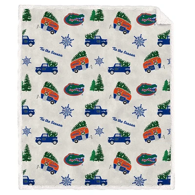 Pegasus Florida Gators Holiday Truck Repeat 50" x 60" Sherpa Flannel Fleece Blanket