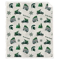 Pegasus Michigan State Spartans Holiday Truck Repeat 50" x 60" Sherpa Flannel Fleece Blanket