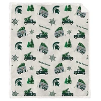 Pegasus Michigan State Spartans Holiday Truck Repeat 50" x 60" Sherpa Flannel Fleece Blanket