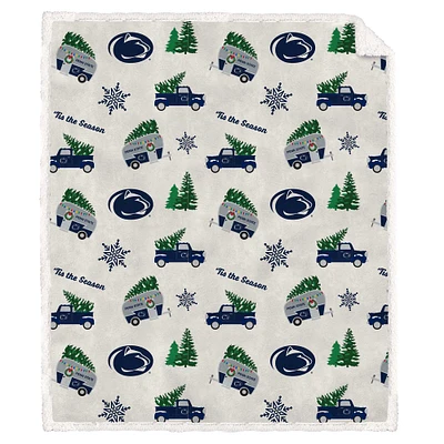 Pegasus Penn State Nittany Lions Holiday Truck Repeat 50" x 60" Sherpa Flannel Fleece Blanket