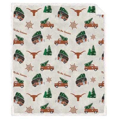 Pegasus Texas Longhorns Holiday Truck Repeat 50" x 60" Sherpa Flannel Fleece Blanket