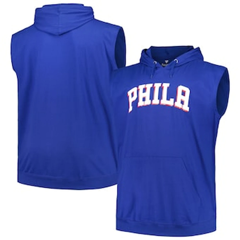 Men's Fanatics Royal Philadelphia 76ers Big & Tall Jersey Muscle Pullover Hoodie