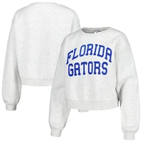 Women's ZooZatz Oatmeal Florida Gators Core Chenille Cropped Pullover Sweatshirt