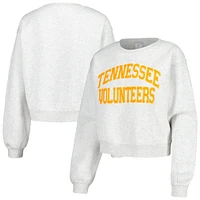 Women's ZooZatz Oatmeal Tennessee Volunteers Core Chenille Cropped Pullover Sweatshirt