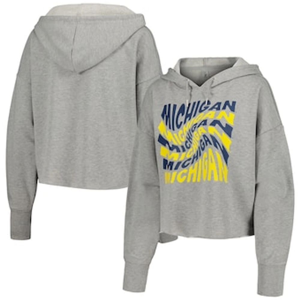 Women's ZooZatz Gray Michigan Wolverines Swirl Cropped Pullover Hoodie