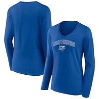 Women's Royal Mid. Tenn. St. Blue Raiders Campus Long Sleeve V-Neck T-Shirt