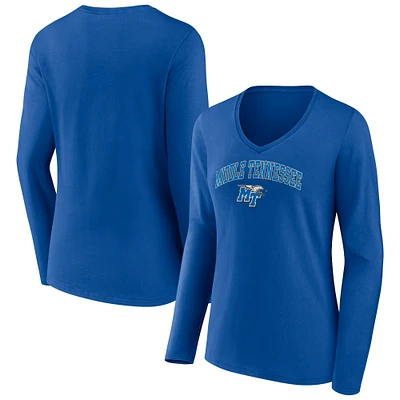 Women's Royal Mid. Tenn. St. Blue Raiders Campus Long Sleeve V-Neck T-Shirt