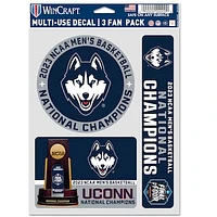 WinCraft  UConn Huskies 2023 NCAA Men's Basketball National Champions Three-Pack Fan Decal Set