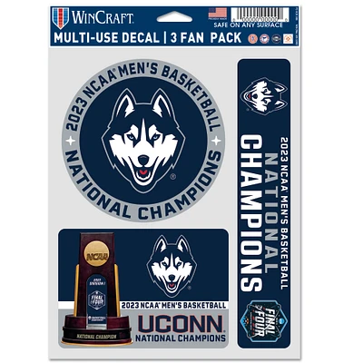 WinCraft  UConn Huskies 2023 NCAA Men's Basketball National Champions Three-Pack Fan Decal Set