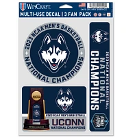 WinCraft  UConn Huskies 2023 NCAA Men's Basketball National Champions Three-Pack Fan Decal Set