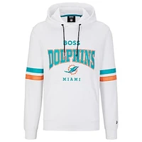 Men's BOSS X NFL  White/Aqua Miami Dolphins Touchdown Pullover Hoodie