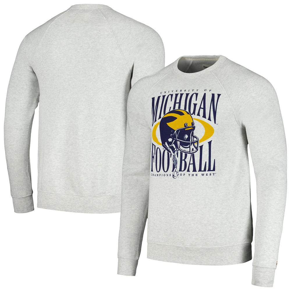 Men's Homefield Heather Gray Michigan Wolverines Champions of the West Crew Neck Tri-Blend Pullover Sweatshirt